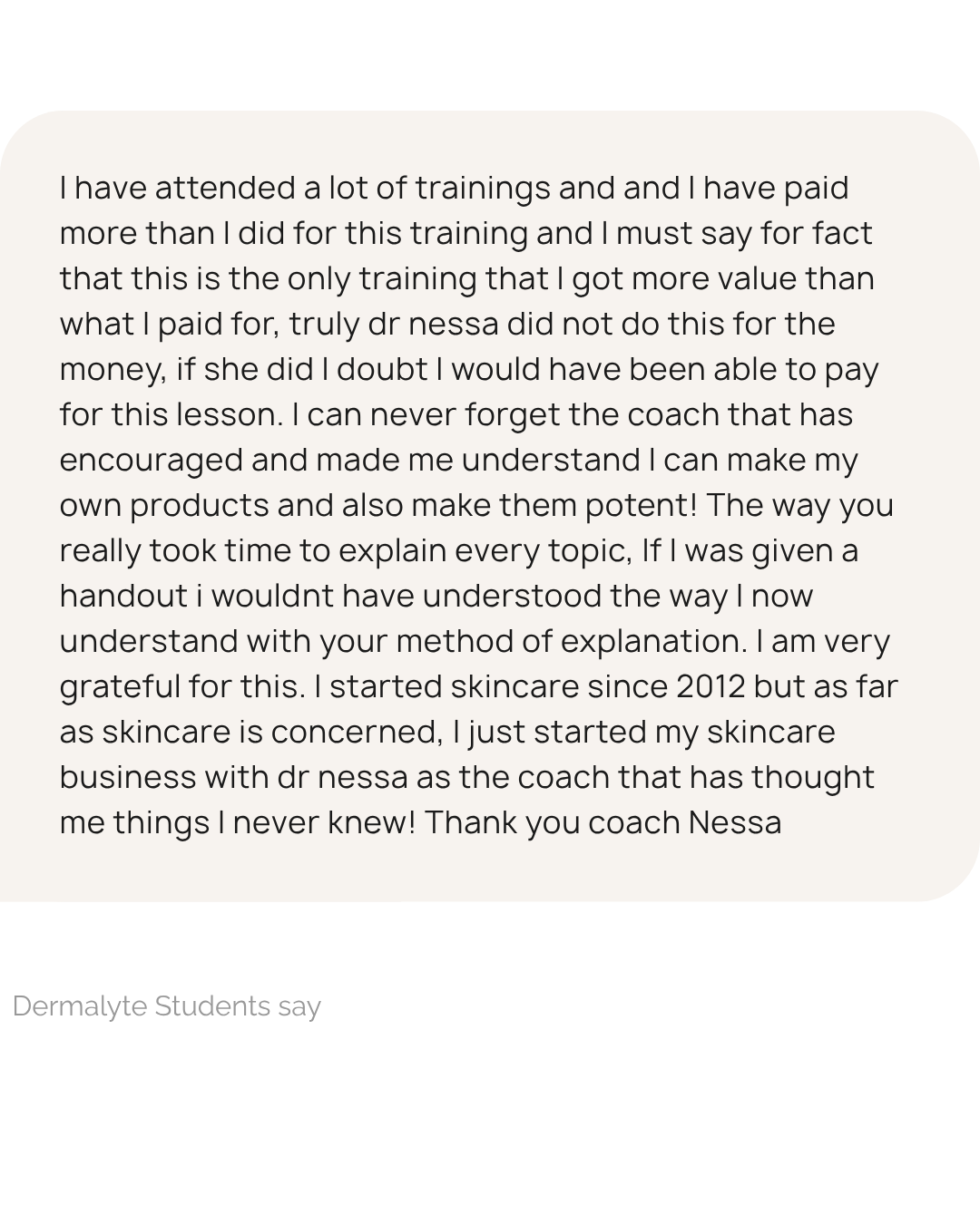 Dermalyte student learning cosmetic formulation